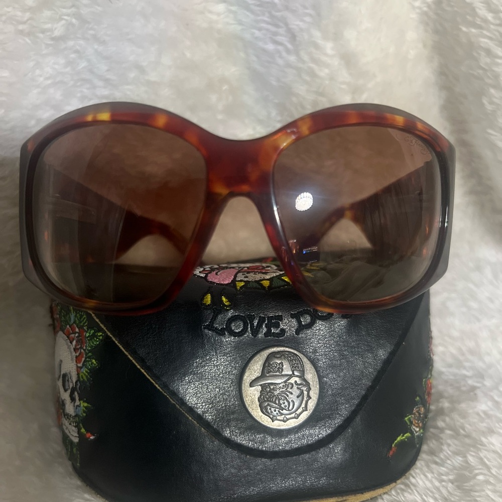Ed Hardy Brown Oversized Retro Glasses